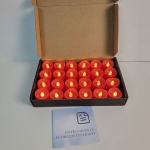 Homemory 24 Pack Red Flameless LED Tea Lights Flickering Battery Operated
